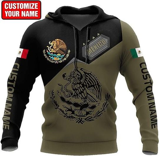 Personalized Love Mexico 3D Pattern Hoodie, Mexico Lovers Hoodie, Mexican Lover Gifts