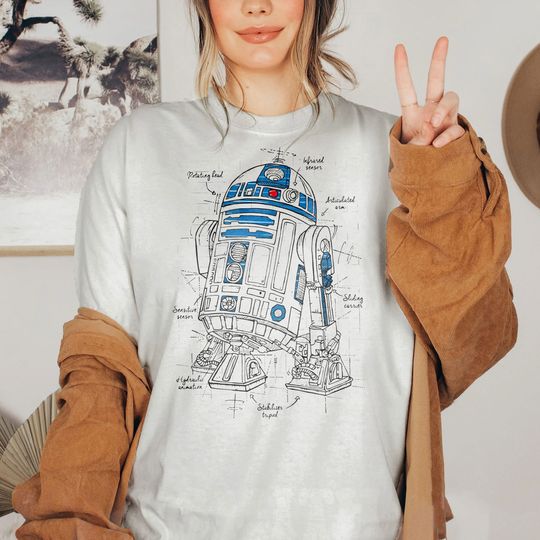 Retro Star Wars R2-D2 Astromech Droid Schematic Disney Shirt