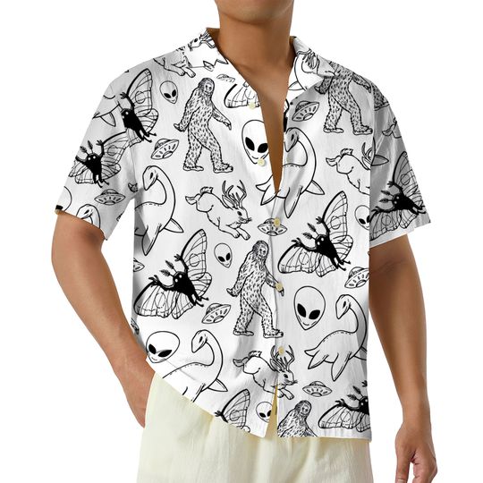 Mothman Hawaiian Shirt, Mythical Creature Hawaii Shirt, Mothman Monster, Mothman Gift