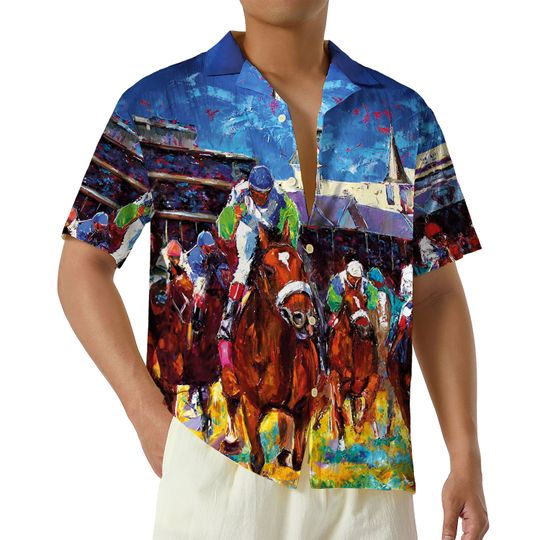 Kentucky Derby Horse Racing Hawaiian Shirt, Horse Racing Shirt, Horse Racing Shirt