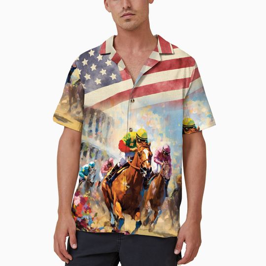 Vintage Horse Racing Hawaiian Shirt Derby Hawaiian Shirt, Horseback Sport Gifts