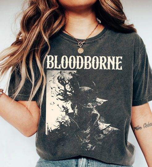 Bloodborne Gaming Vintage 90s Shirt, Bloodborne Soulsborne Shirt, Bloodborne Hunter Graphic Shirt Men Women