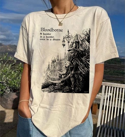 Bloodborne Hunters Shirt, Bloodborne - Hunter And Lamp Messengers T-Shirt, Vintage Bloodborne Game Shirt, Game Fans Gift