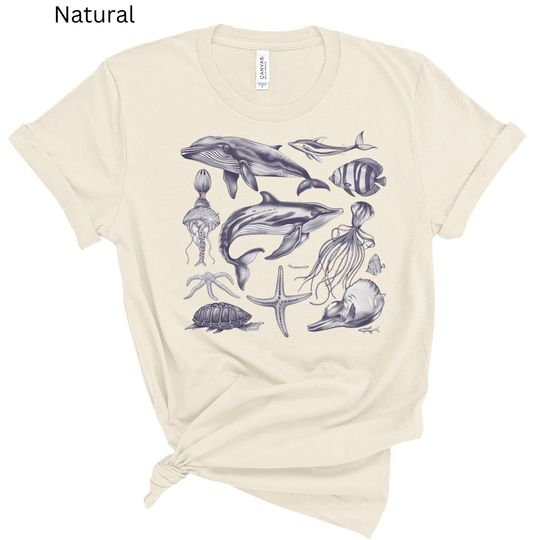 Vintage Sea Animal Tshirt,Retro Ocean Nature Shirt,Sealife Tshirt, Whale, Starfish