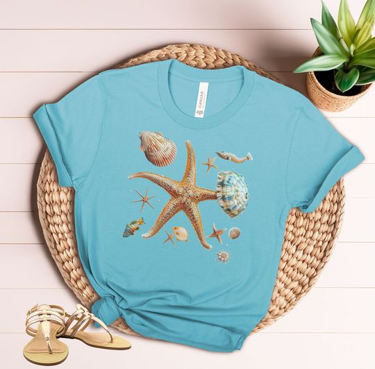 Vintage Starfish Sea Animal Tshirt,Retro Ocean Nature Shirt,Sealife Tshirt, Whale