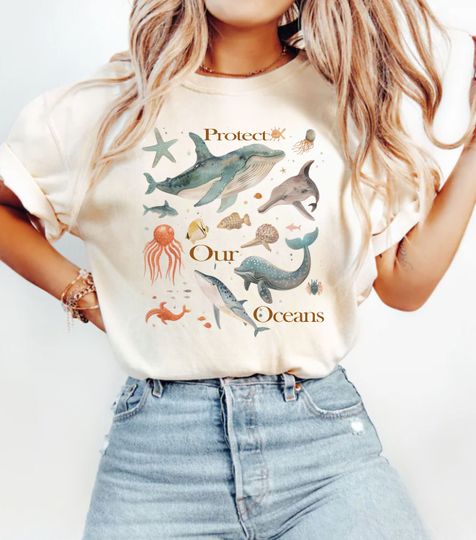 Protect Our Oceans Shirt, Vintage Sea Animal Tshirt, Retro Ocean Nature Shirt