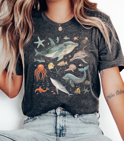 Vintage Sea Animal Tshirt,Retro Ocean Nature Shirt,Sealife Tshirt