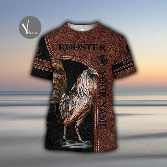 Personalized Rooster T-shirt, Custom Name Rooster Lover Shirt, Gift For Rooster Lovers, Father's Day Gift, Rooster Shirt For Him
