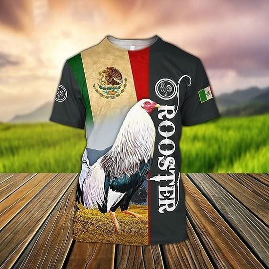 Personalized Rooster Mexico T-shirt, Custom Name Rooster Mexico  Shirt, Gift For Mexican Lovers, Father's Day Gift, Rooster Shirt For Him