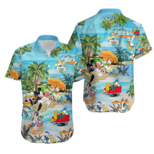 Donald Duck And Friends Summer Vacation Cartoon Disney  Hawaiian Shirt