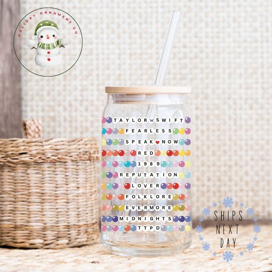 Friendship Bracelet Eras Tour Glass Tumbler