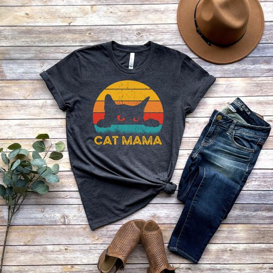 Cat Mama, Cat Mom Shirt, Funny Gift for Cat Lover, Cat Owner Gift, Retro Vintage Cat