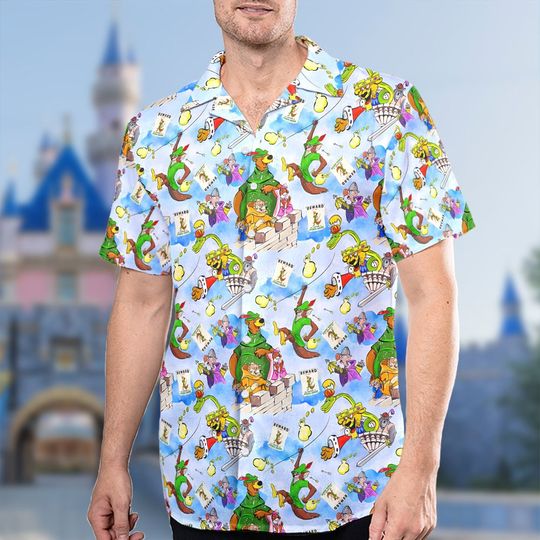 Chibi Characters Hawaii Beach Shirt, Adventure Movie Button Up Shirt, Cartoon Hawaiian Shirt Gift