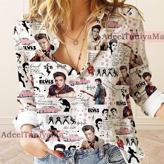Elvis Presley Vintage Women Casual Shirt, Casual Women's Blouses, Gift for mom