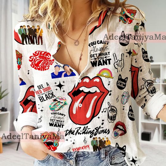 The Rolling Stones Women Casual Shirt, Woman Shirt, Casual Women's Blouses, Gift for mom