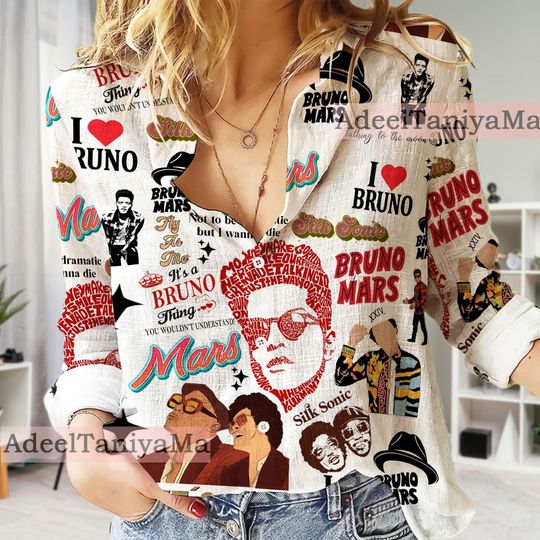 Bruno Mars Vintage Women Casual Shirt, Woman Shirt, Casual Women's Blouses, Gift for mom