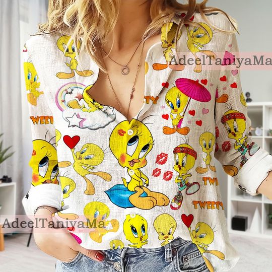 Tweety Bird Vintage Women Casual Blouses, Vintage Shirt, gift for mom