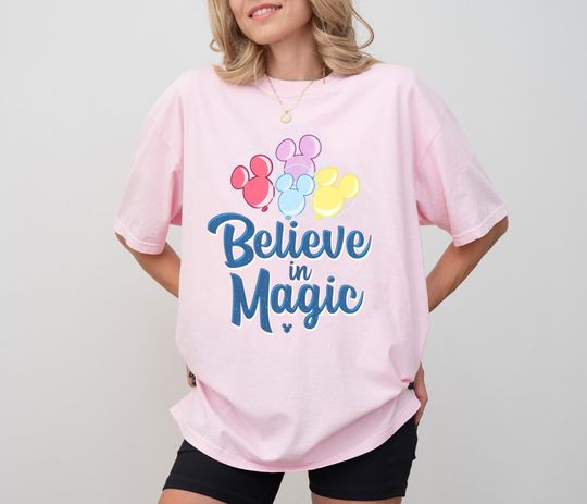 Lovely Believe In Magic Mickey Balloon Shirt, Disneyland Mickey Mouse Balloon Shirt