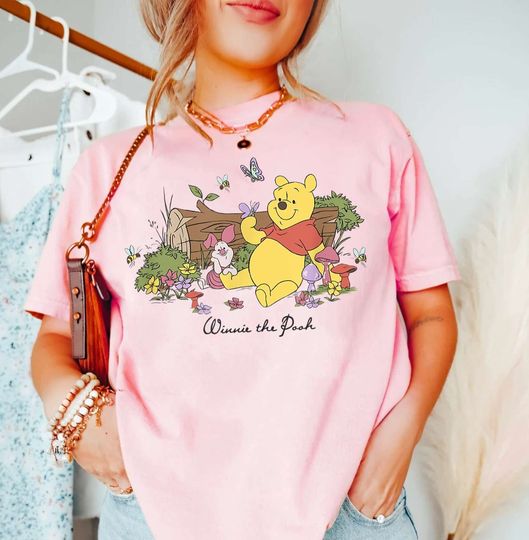 Lovely Pooh Bear And Piglet Flower Shirt, Pooh & Piglet Shirt