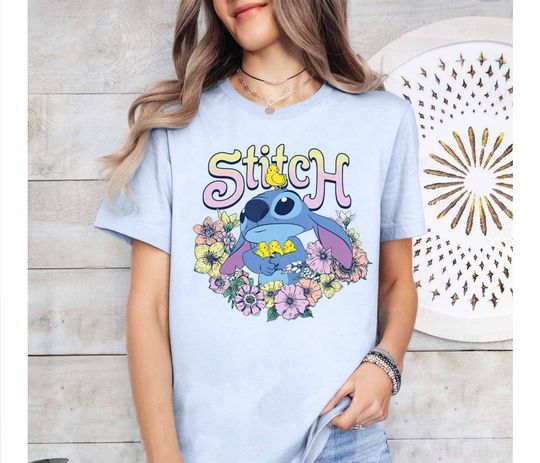 Cute Stitch Floral Shirt, Disney Stitch With Flower Shirt, Cute Stitch Disney Shirt