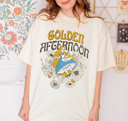 Golden Afternoon Alice in Wonderland Shirt, Disney Alice in Wonderland Floral T-Shirt