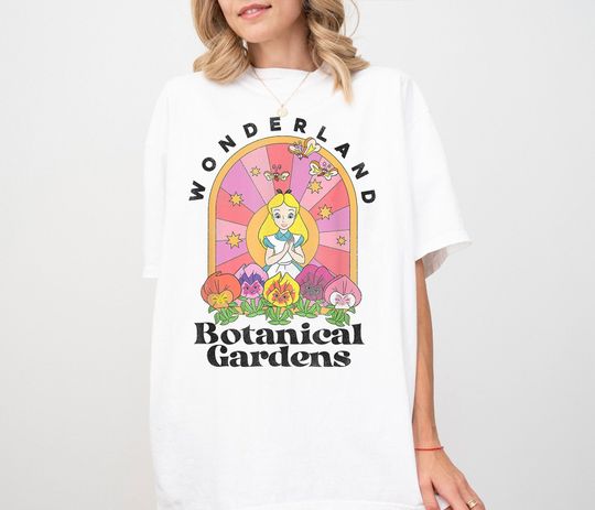 Vintage Botanical Gardens Alice in Wonderland Shirt, Alice in Wonderland Floral T-Shirt