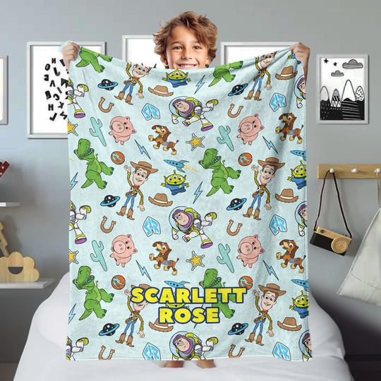 Personalized Toy Movie Blanket, Characters Blanket, Toy Movie Blanket Christmas Gift