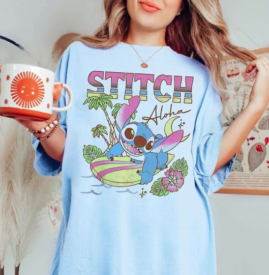 Vintage Aloha Stitch Surf Shirt, Disney Stitch Surf Shirt, Aloha Stitch Shirt