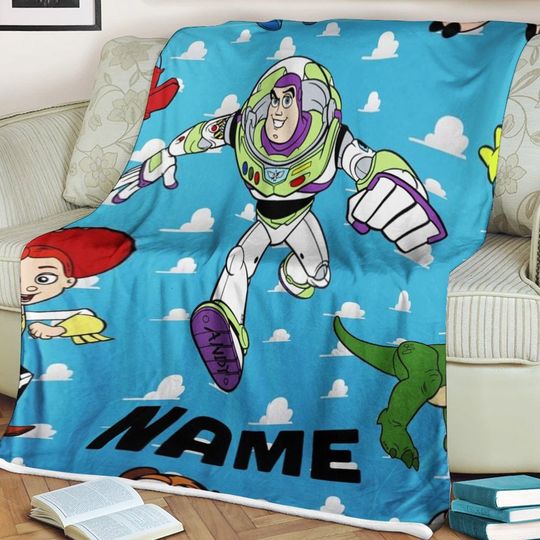 Personalized Spaceman Of Toy Adventure Blanket, Custom Name Story Of Toy Character Plush Fleece Blanket