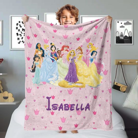 Personalized Princess Movie Blanket, Characters Blanket, Magic World Blanket Chirstmas Gift