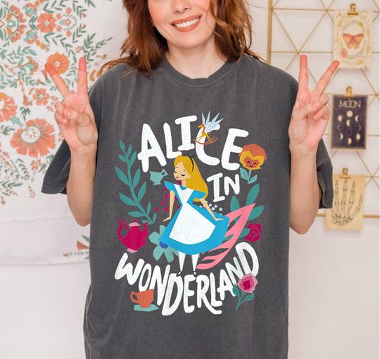 Lovely Alice in Wonderland Floral Shirt, Alice in Wonderland T-Shirt