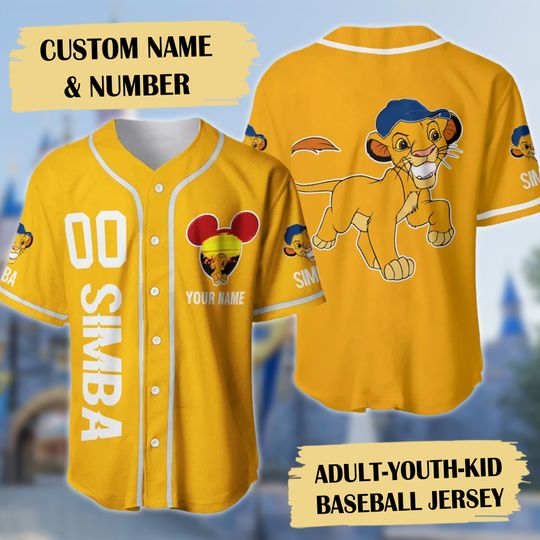 Personalized Baby Lion Baseball Jersey, Baby Lion Wearing Cap Baseball Jersey