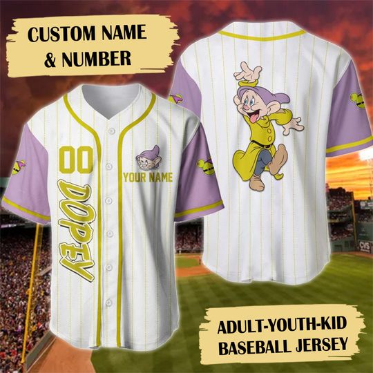 Personalized Cute Lime Dwarf Baseball Jersey, Custom Name Animated Dwarf Character Jersey Shirt