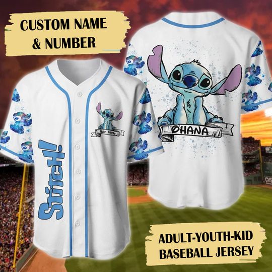 Personalized Blue Dog Baseball Jersey, Custom Name Baseball Jersey, Cartoon Movie Jersey Shirt Gift