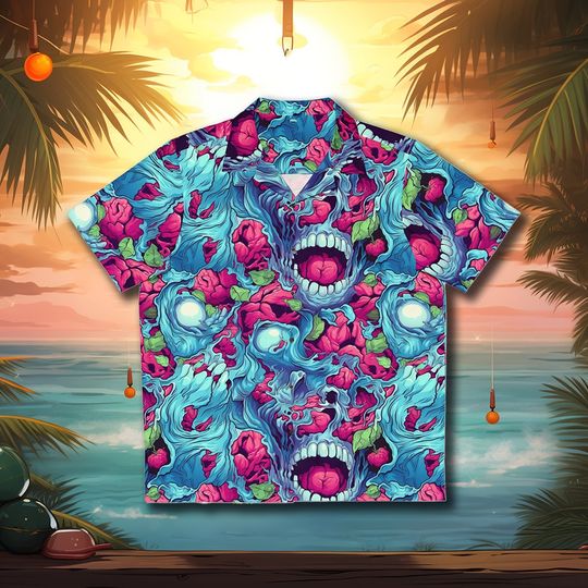 Zombie Brains Hawaiian Shirt, Horror Tropical Hawaii Shirt