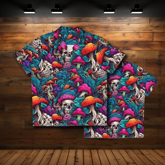 Spooky Mushroom Hawaiian Shirt with a Dark Twist