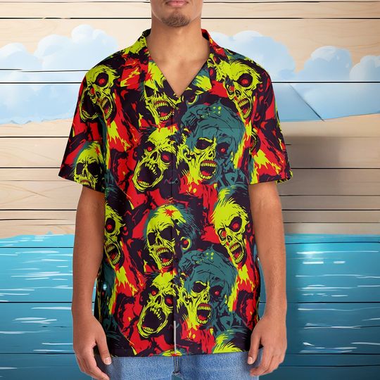 Zombie Pop Art Hawaiian Shirt with Andy Warhol's Undead