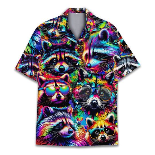 Colorful Raccoon Hawaiian Shirt For Men Women, Animal Casual