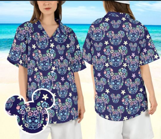 Disney Stitch Mickey Ears Hawaiian Shirt