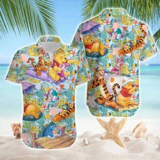 Disney Winnie The Pooh Friends Summer Vacation Beach Hawaiian Shirt