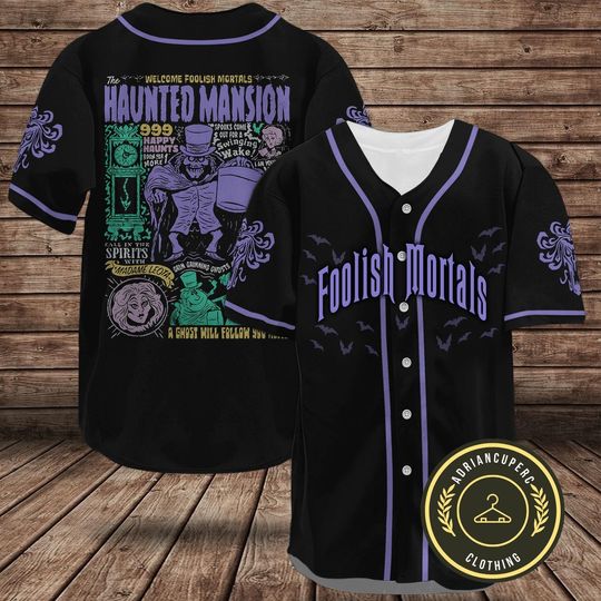 Horror Movie Map Baseball Jersey, Hitchhiking Ghosts Shirt, Foolish Mortals Baseball Shirt