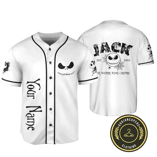 Skellington Baseball Jersey, Personalized Movie Shirt, Nightmare Christmas Baseball Shirt