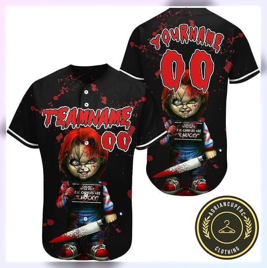 Chucky Baseball Jersey, Chucky Baseball Shirt, Chucky Shirt, Horror Shirt