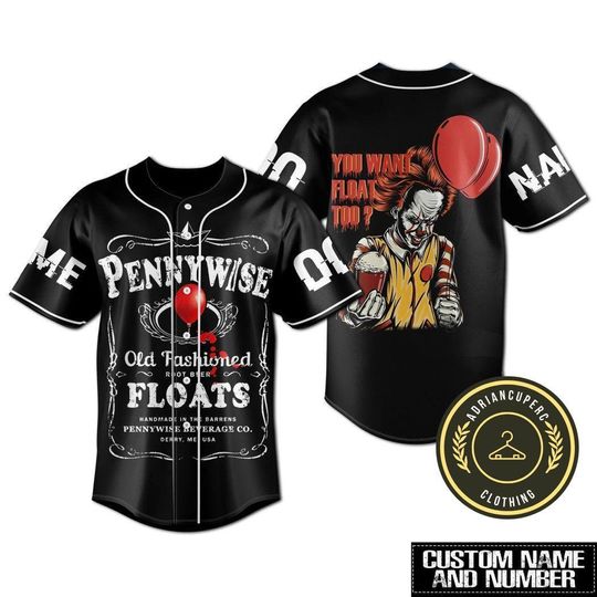 PennyWise Baseball Jersey, PennyWise Baseball Shirt, Personalized PennyWise Shirt