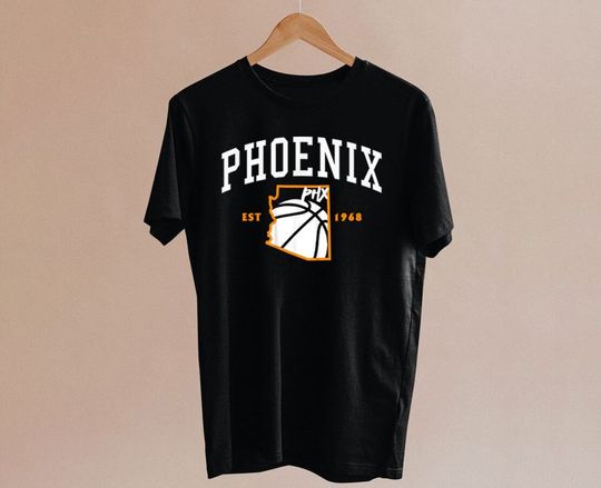 Phoenix Basketball City Map Vintage Unisex Black Shirt