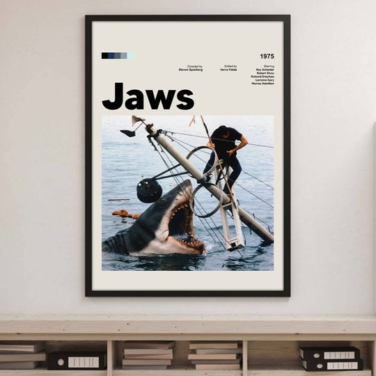 Jaws Movie Minimal Poster | Jaws Poster | Jaws Shank Movie Quint Poster Print Art Home Decor