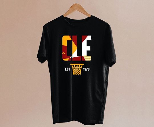 Cleveland Basketball Colorful Typo EST 1970 Classic Black Shirt