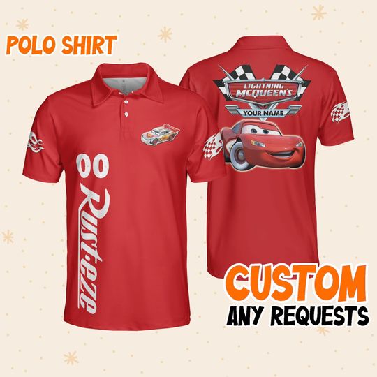 Personalize mcqueen nice red polo,  Disney Vintage Polos Shirt Disneyworld Gift for Disney Fans