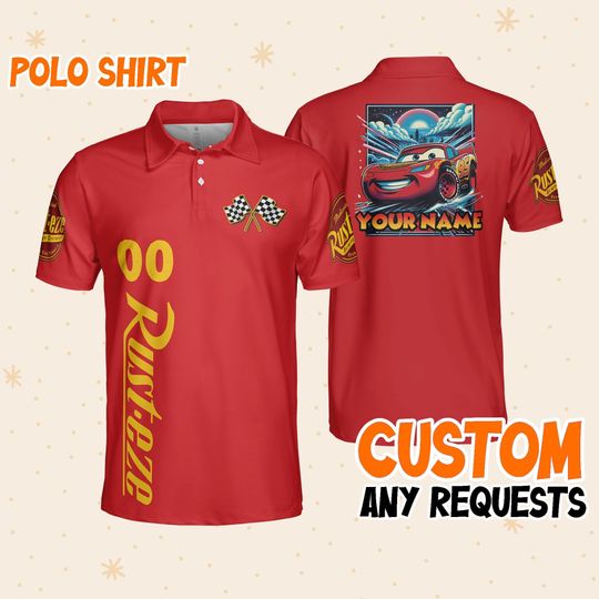 Personalize mcqueen red polo,  Disney Vintage Polos Shirt Disneyworld Gift for Disney Fans