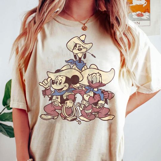Retro Disney Mickey Donald Goofy Cowboy Shirt, Walt Disney World T-shirt